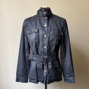 Banana Republic Dark Gray Black Waxed Cotton Belted Utility Jacket